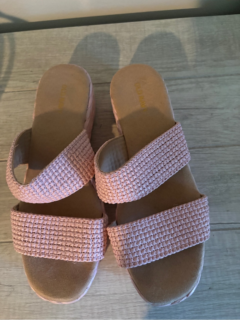 Old Navy Pink Woven Double-Strap Slide Sandals
